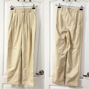 PLT Women's Faux Leather Tapered Leg Cigarette Pants Pleated Y2K Style Punk 2